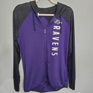 Fanatics Woman's Purple & Black Baltimore Ravens Zip-Up Hoodie Sz M Activewear